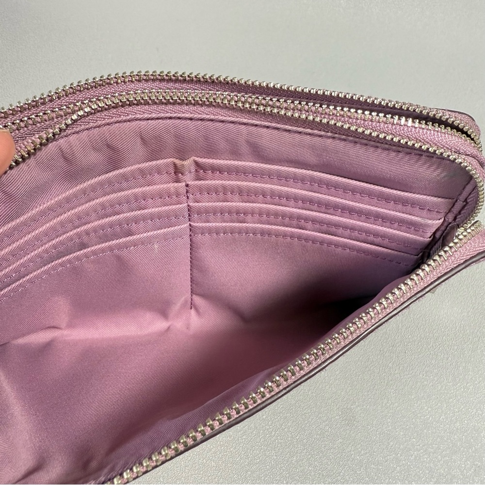 Coach Lavendar Pink Leather Zip Close Wristlet - Picture 7 of 14